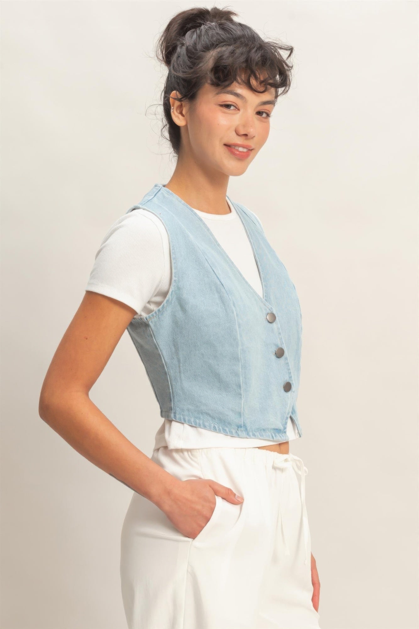 V-neck Sleeveless Denim Vest - Excel Merchandise