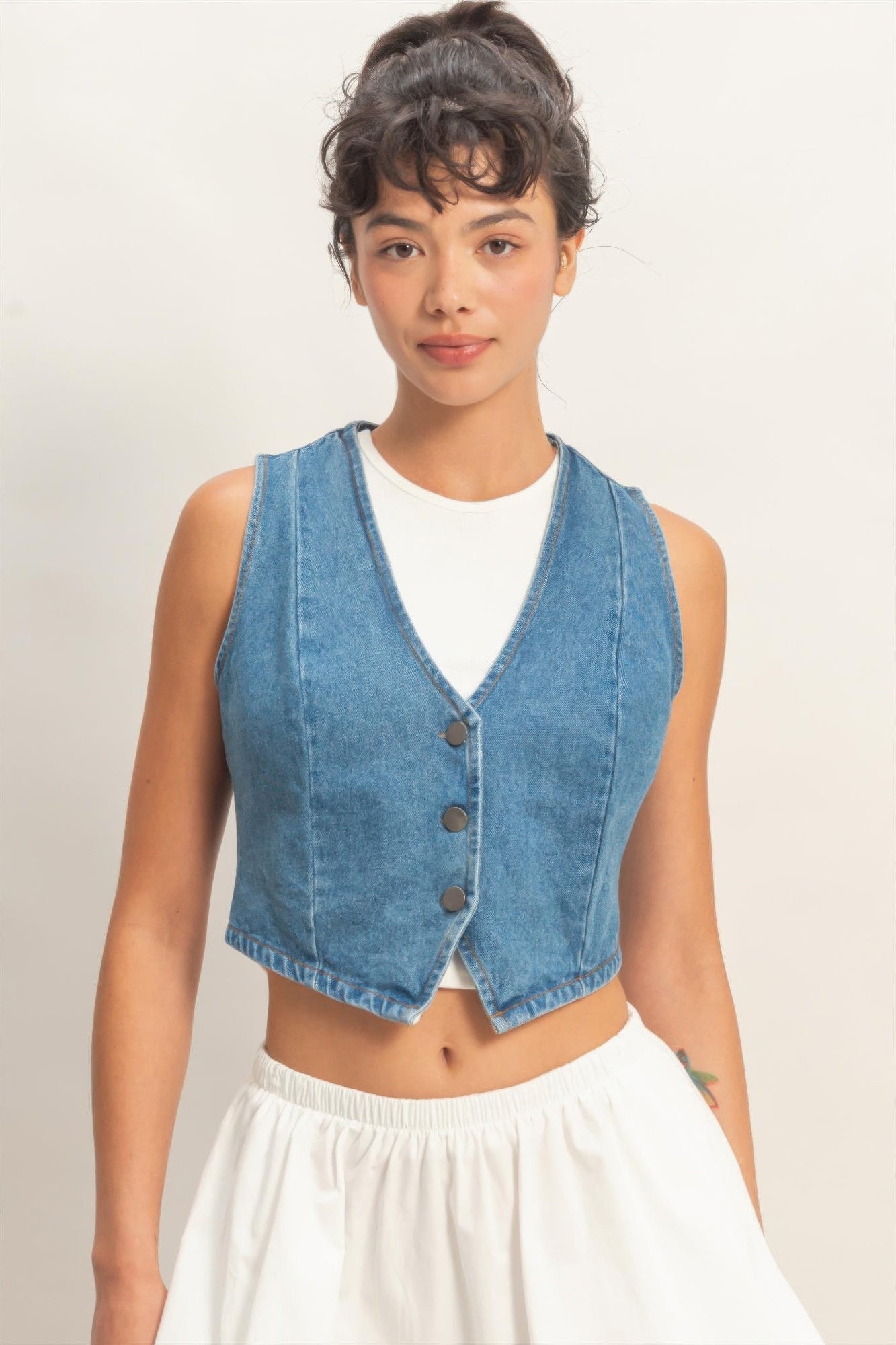 V-neck Sleeveless Denim Vest - Excel Merchandise